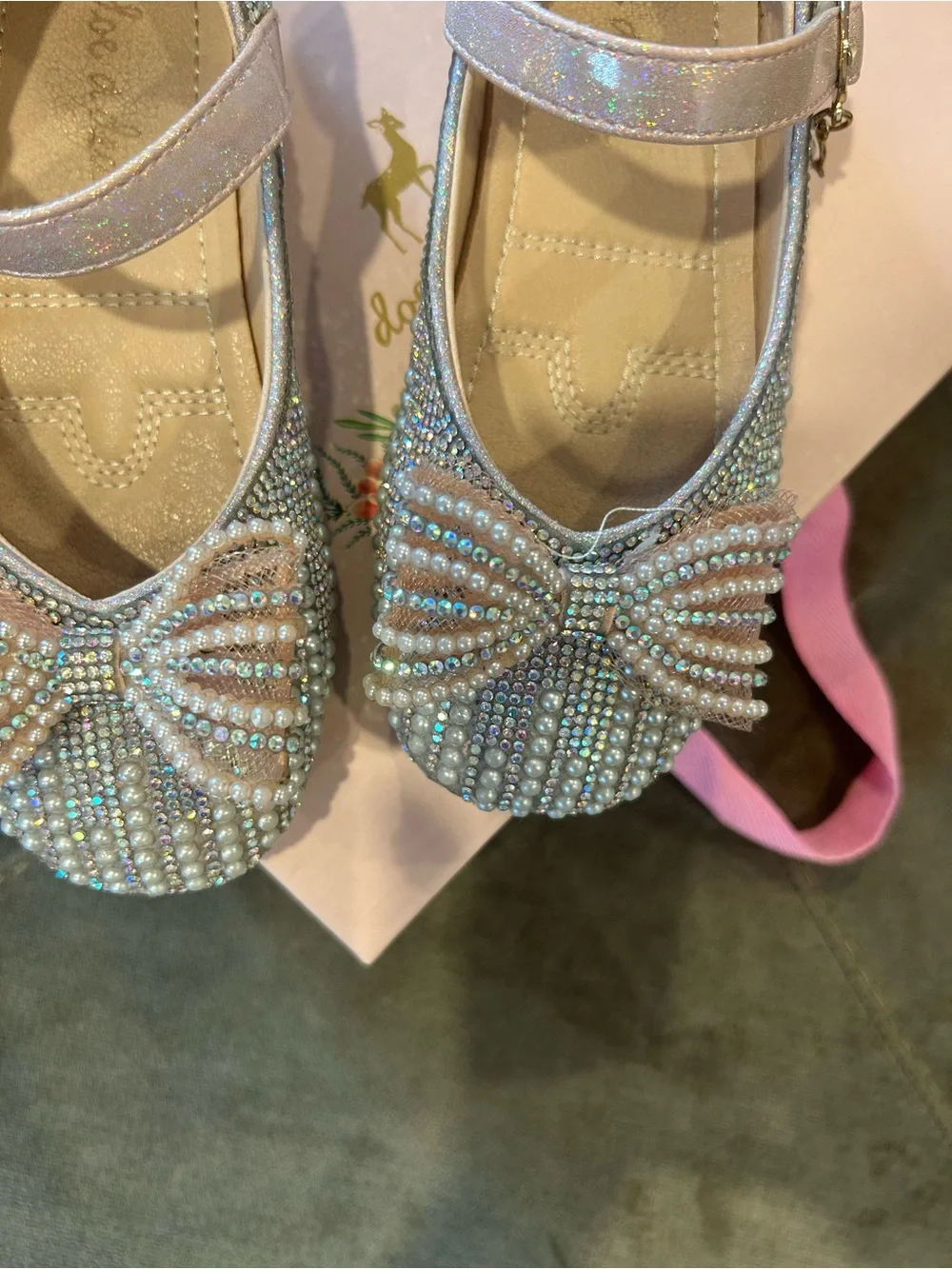 Doe a Dear Pink Rhinestone Girls Shoes Size 29 US 11.5
